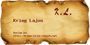 Krieg Lajos névjegykártya